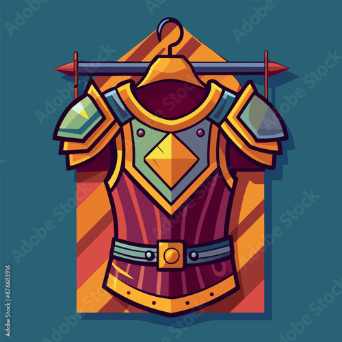 armour from the Middle Ages Vector illustration of a set of medieval armour for combat 
