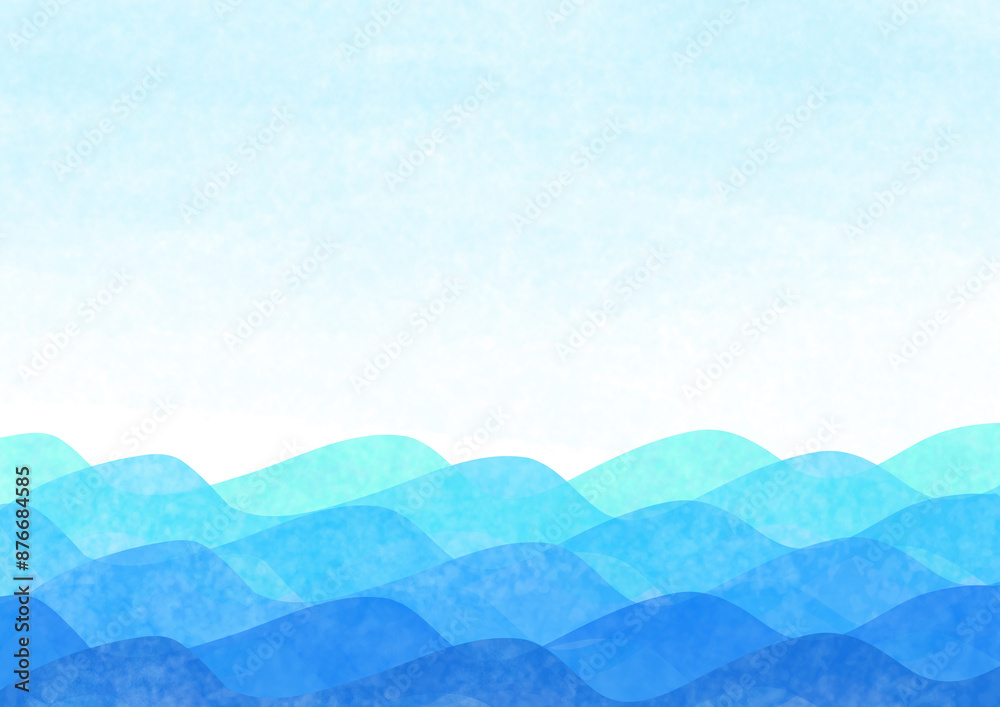 Obraz premium 爽やかな波の水彩背景