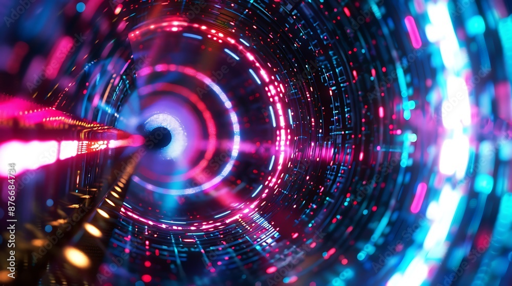 Obraz premium Colorful Technology Abstract Light Tunnel Background