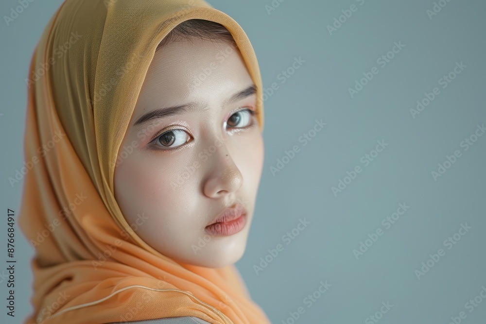 Close-Up Portrait of a Young Woman in a Yellow Hijab Close-Up Portrait of a Young Woman in a Yellow Hijab