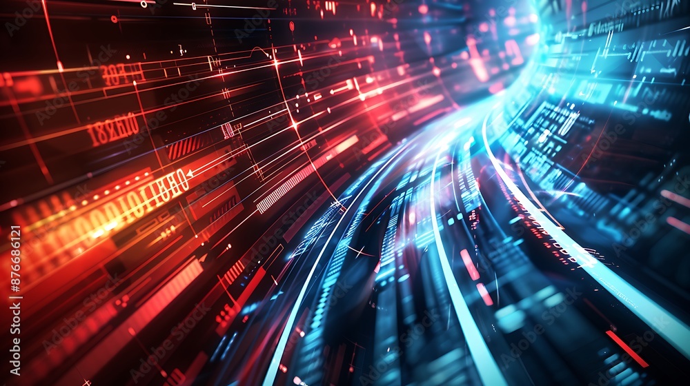 Description Blue red lines technology futuristic background Description Blue red lines technology futuristic background