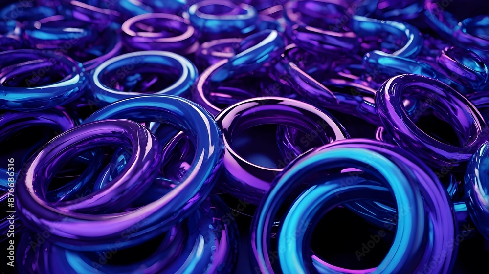 Fototapeta premium Abstract Technology modern blue Neon Light Ring or circle on Black Background .Generated with AI