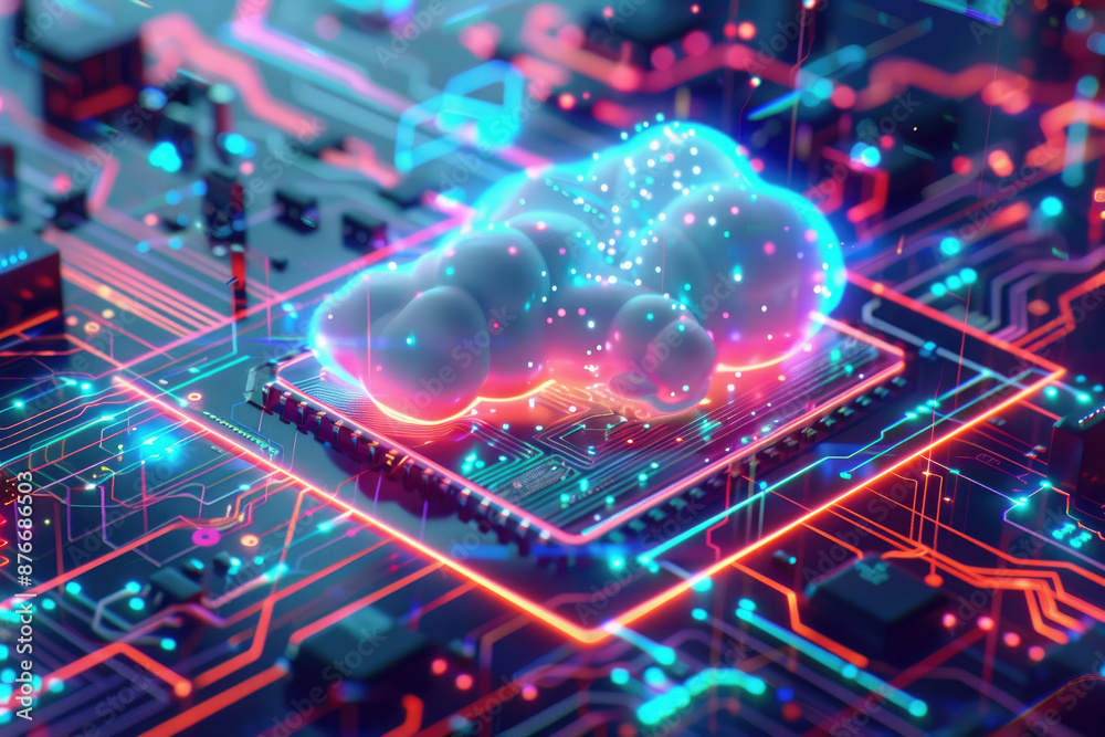 Cloud computing and cloud storage, blue circuit Cloud computing and cloud storage, blue circuit