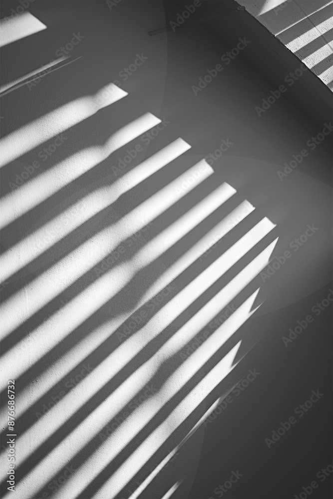 Obraz premium Empty white wall where sunlight shining through a window