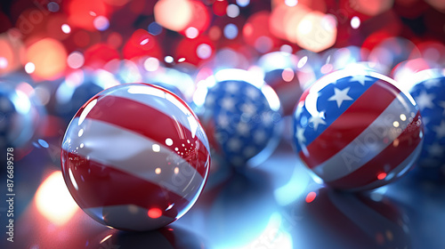 American election concept. A bunch of balls with the American flag on them © 沈军 贡
