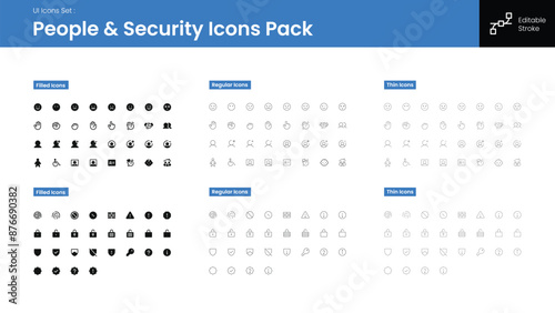 User interface icons pack set. The collection has different icons for applications and websites. Minimal style line icons with editable stroke