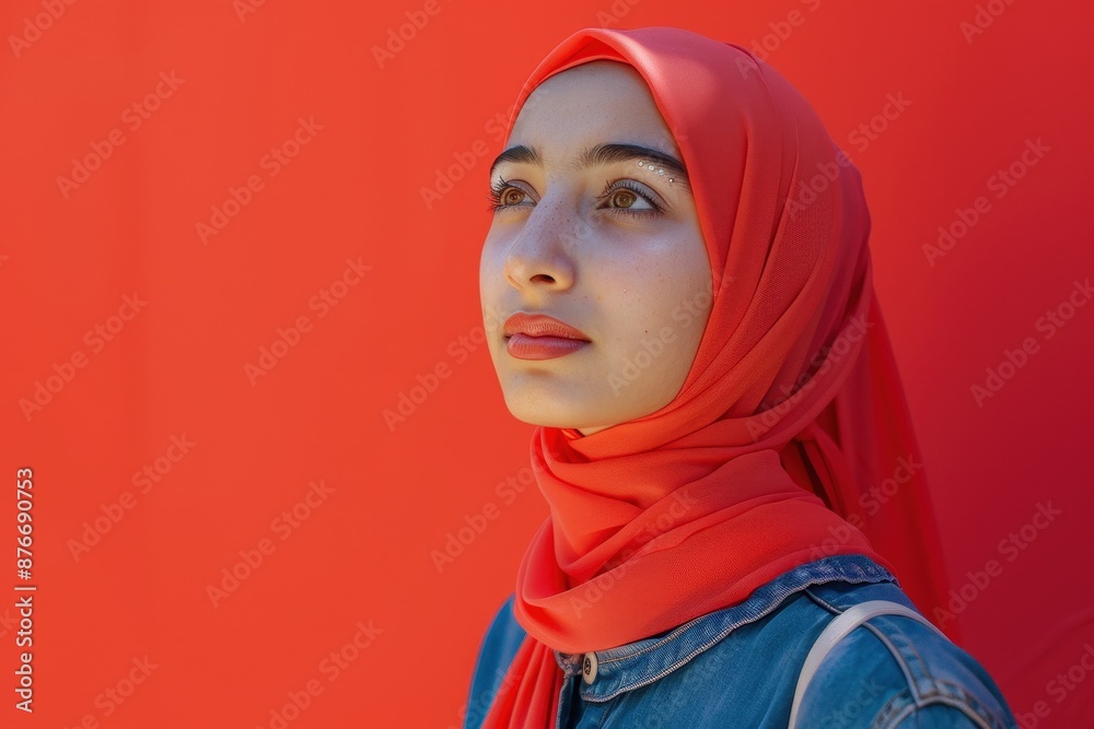 Portrait of a Young Woman in a Red Hijab Portrait of a Young Woman in a Red Hijab