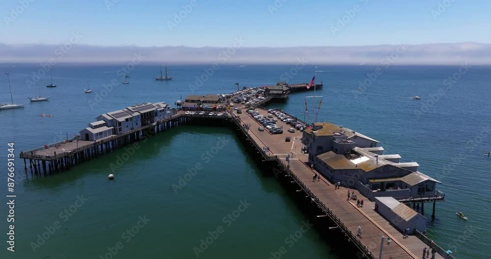 Stearns Wharf Pier Santa Barbara, California - Cinematic Establishing Drone Shot Stearns Wharf Pier Santa Barbara, California - Cinematic Establishing Drone Shot