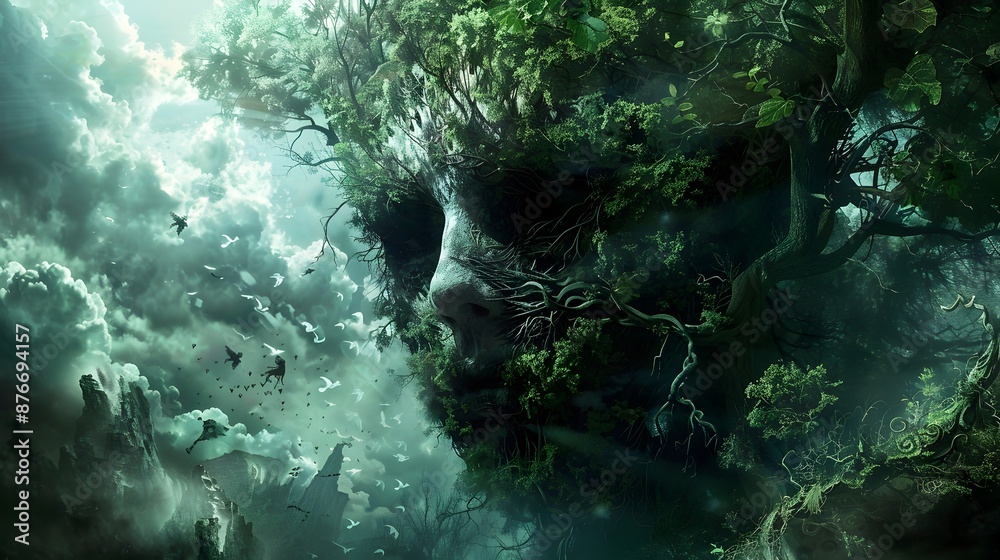 Ethereal Verdant Wilderness Moody Surreal Fantasy Forest Landscape Scene with Lush Foliage and Dramatic Lighting Ethereal Verdant Wilderness Moody Surreal Fantasy Forest Landscape Scene with Lush Foliage and Dramatic Lighting