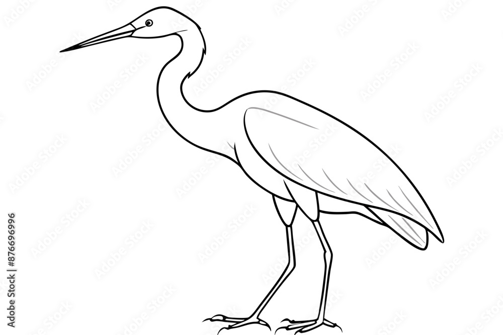 Fototapeta premium Great Egret icon vector line art illustration