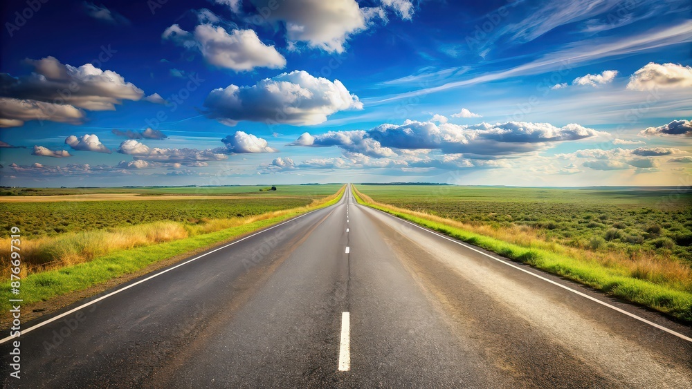 A long straight road stretching into the horizon, road, travel, journey, path, endless, perspective, vanishing point