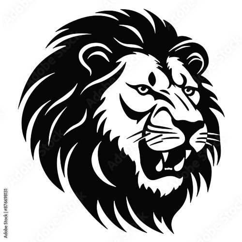 Illustration of lion with black and white style photo