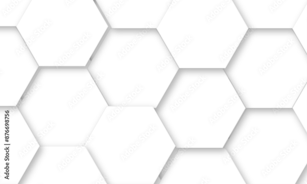 Abstract white hexagonal geometric background with shadow. Luxury White 3D futuristic honeycomb mosaic white background. Abstract white lines background. Vector Illustration. Abstract white hexagonal geometric background with shadow. Luxury White 3D futuristic honeycomb mosaic white background. Abstract white lines background. Vector Illustration.
