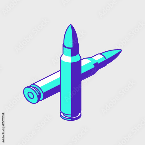 Rifle ammunition isometric icon illustration