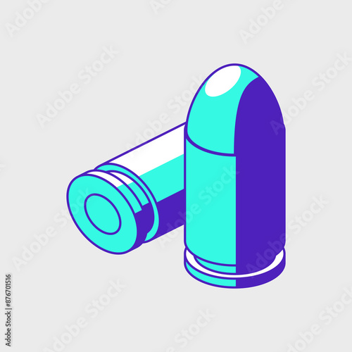 Pistol ammunition isometric icon illustration