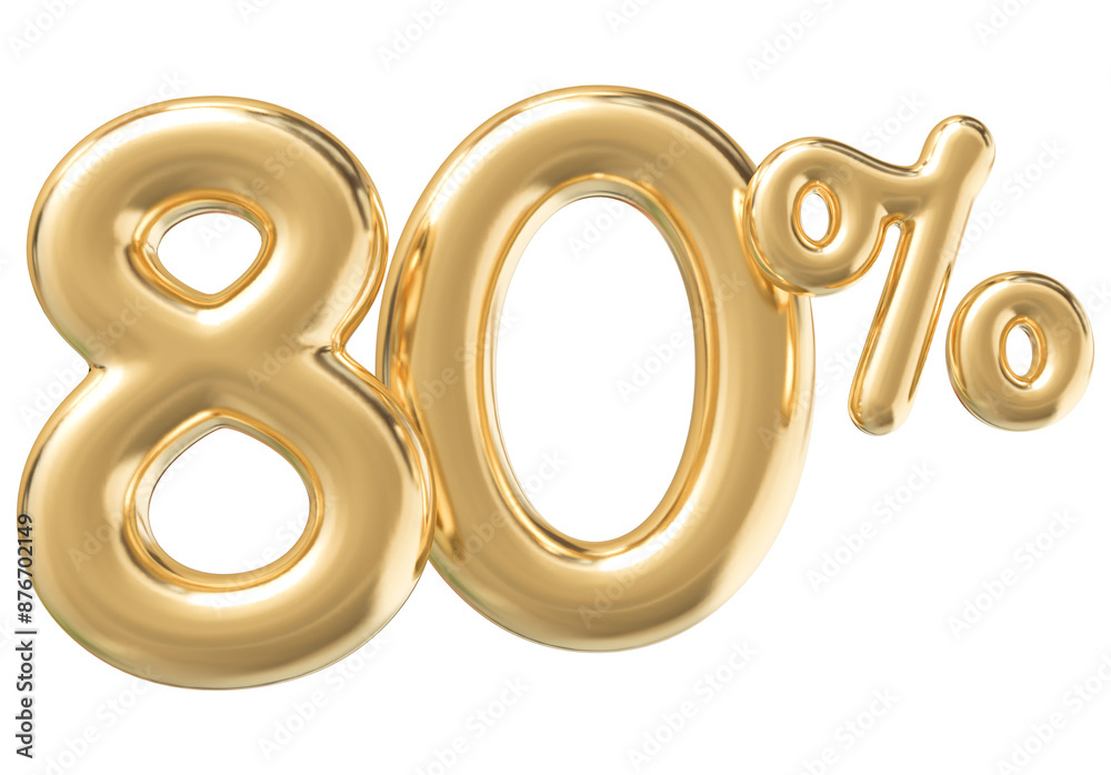 80 Percent Off Sale Gold Number 3D 80 Percent Off Sale Gold Number 3D