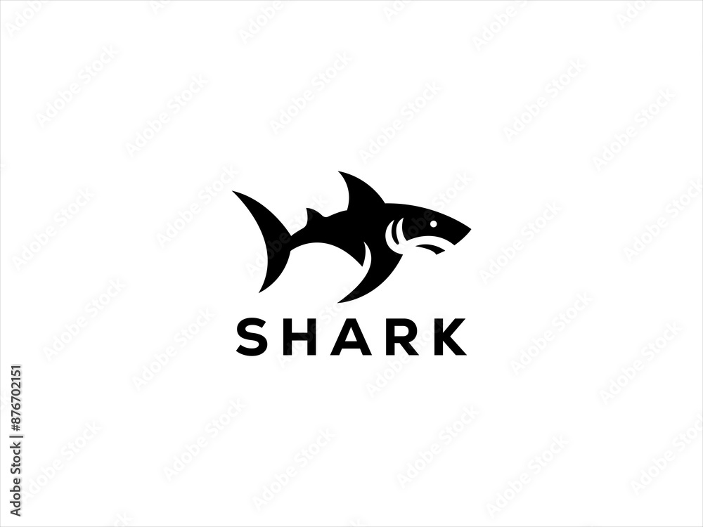 Obraz premium The logo features a sleek, stylized shark, captured either with a dynamic, forward moving pose to suggest speed and strength.