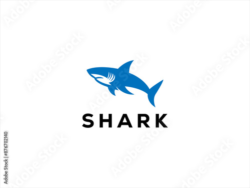 The logo features a sleek, stylized shark, captured either with a dynamic, forward moving pose to suggest speed and strength.