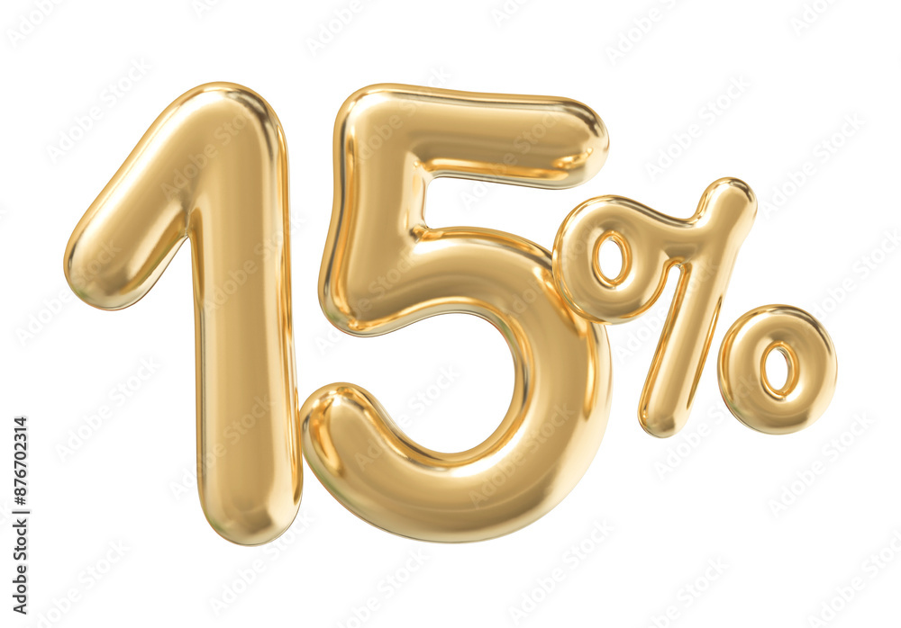 15 Percent Off Sale Gold Number 3D 15 Percent Off Sale Gold Number 3D