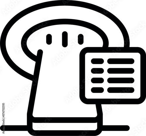 Mri machine scanning for results on screen icon, outline style
