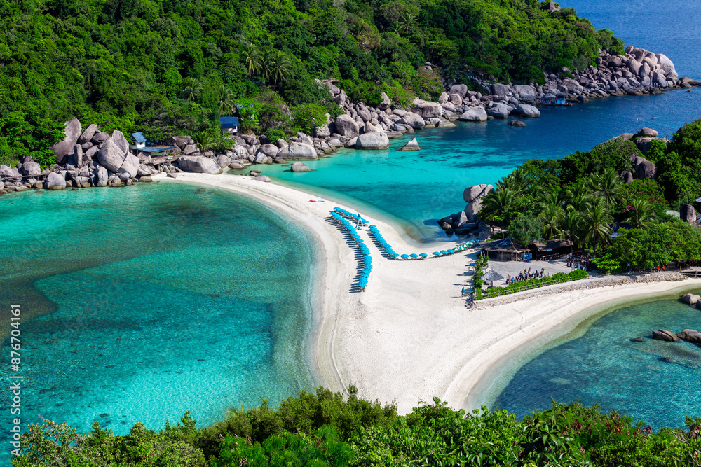 Aerial view Koh Nangyuan island famous destination, Tropical paradise island, Nang Yuan island or Koh Nang Yuan Island of Koh Tao island, Surat Thani, Thailand Aerial view Koh Nangyuan island famous destination, Tropical paradise island, Nang Yuan island or Koh Nang Yuan Island of Koh Tao island, Surat Thani, Thailand