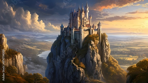 Fantasy Castle on a Cliff Design