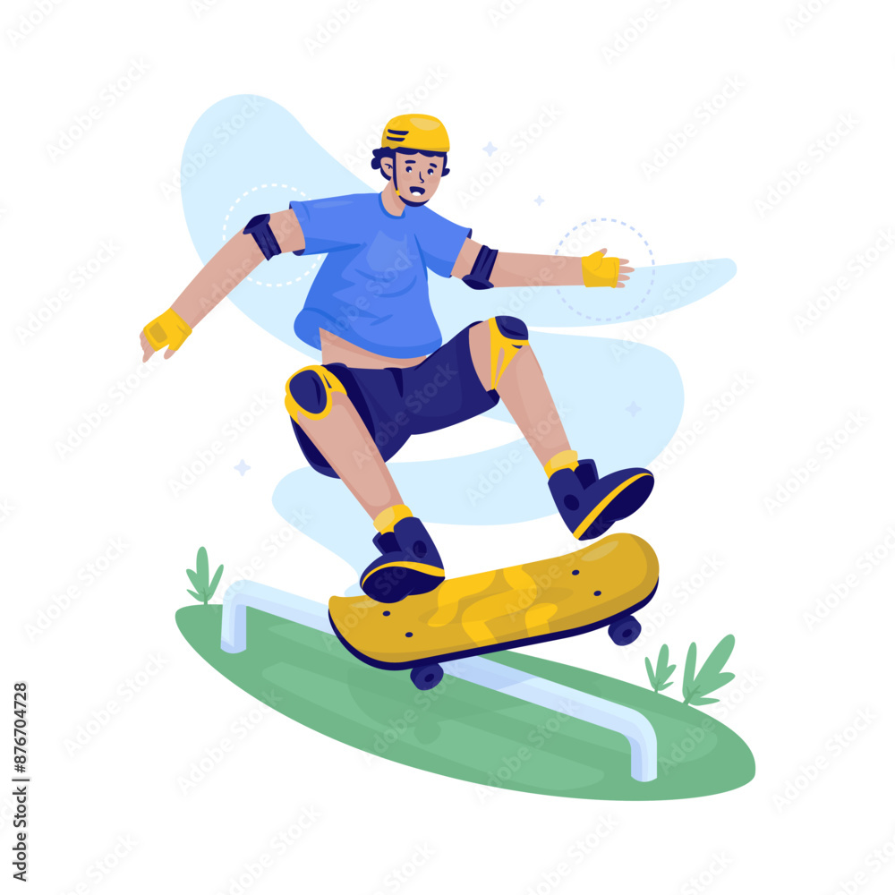 A young man playing skateboard vector illustration A young man playing skateboard vector illustration