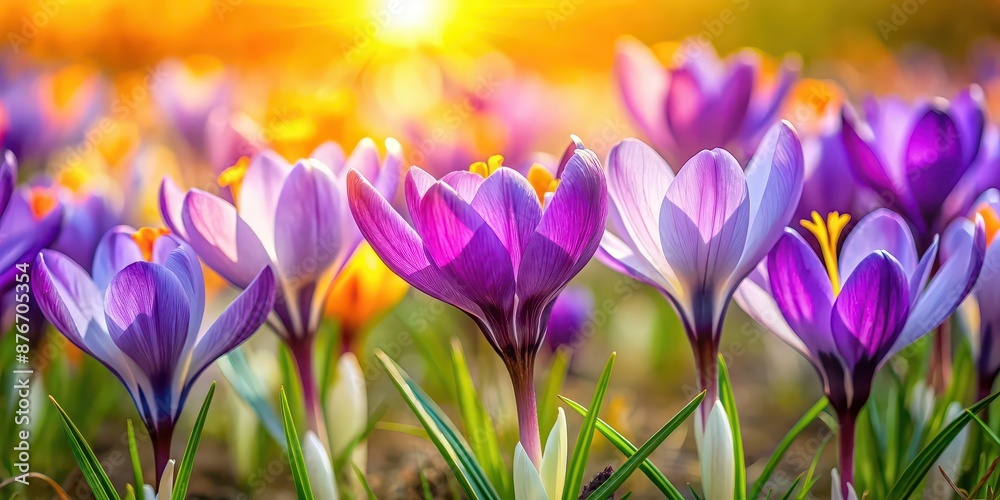 Close-up of vibrant crocus flowers blooming on a spring meadow , crocus, spring, flowers, vibrant, blooming, meadow, close-up, nature Close-up of vibrant crocus flowers blooming on a spring meadow , crocus, spring, flowers, vibrant, blooming, meadow, close-up, nature