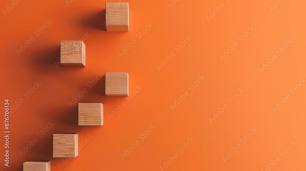 Efficient Project Management and Planning Timeline with Wooden Blocks on Orange Background - Digital Artwork for Organized Design and Clear Illustration Efficient Project Management and Planning Timeline with Wooden Blocks on Orange Background - Digital Artwork for Organized Design and Clear Illustration
