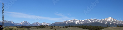 Ultrawide panorama of the Sawatch Range of the Rocky Mountains, with Mt Elbert at far right