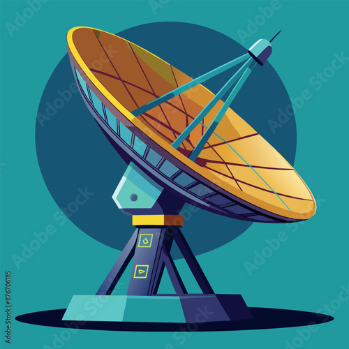 Satellite Dish Icon of a radio telescope Space study antenna cartoon
