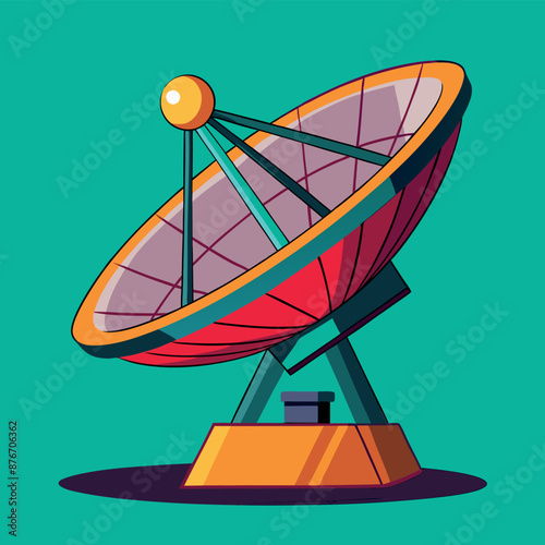 Satellite Dish Icon of a radio telescope Space study antenna cartoon
