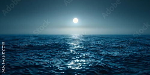 "Vast and Deep The Ocean's Midnight Blue Beauty Under Moonlight". Concept Ocean, Midnight, Moonlight, Beauty, Vast