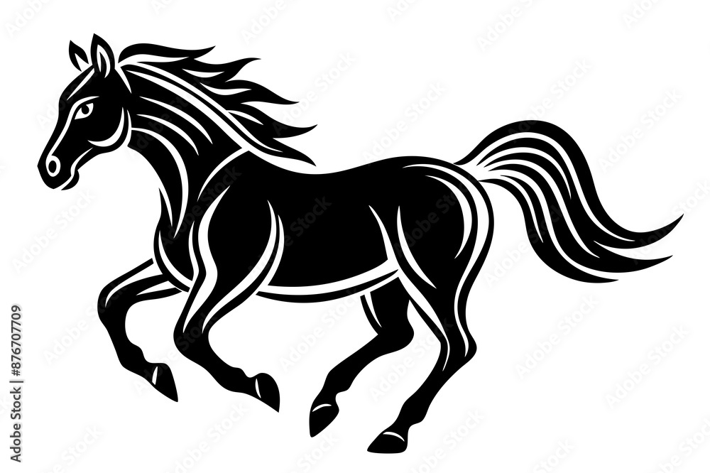 Horse running icon silhouette vector art illustration Horse running icon silhouette vector art illustration