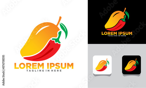 icon set logo mango and chili