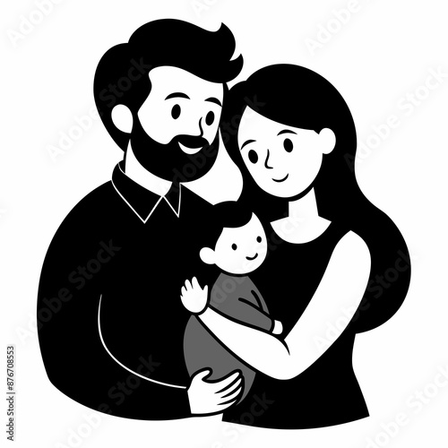 Heartwarming Vector Illustration of Parent and Baby: Perfect for Family and Parenting Themes