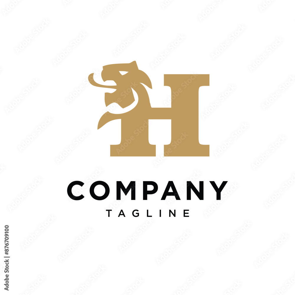 custom made wallpaper toronto digitalLetter H Lion Elegant Logo icon vector template