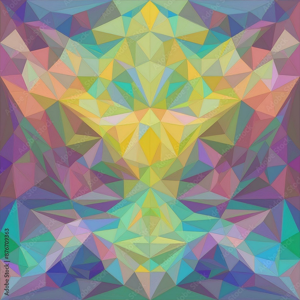 An abstract mosaic of multi-colored triangles. An abstract mosaic of multi-colored triangles.