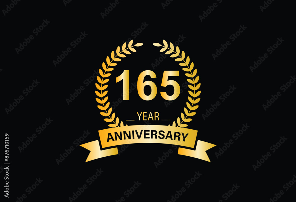 165th golden anniversary logo with ring and ribbon. 165th golden anniversary logo with ring and ribbon.
