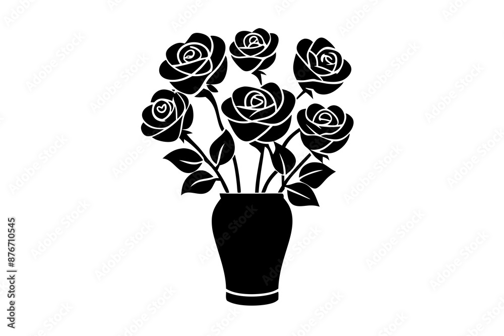 Obraz premium Rose floral bunches icon silhouette vector