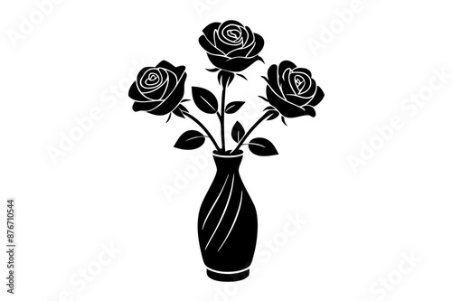 Rose floral bunches icon silhouette vector