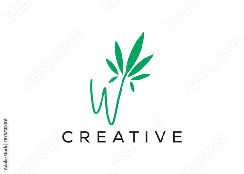 Minimal and professional letter w marijuana logo design template