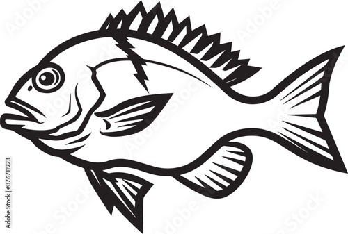 snapper fish icon linear black 