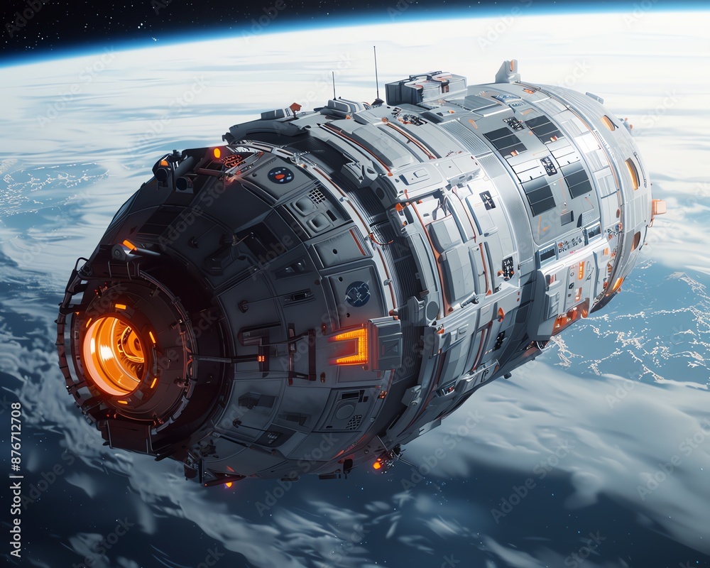 Interstellar cargo ship docking at a space station, outer space, side view, dramatic lighting, sci-fi Interstellar cargo ship docking at a space station, outer space, side view, dramatic lighting, sci-fi