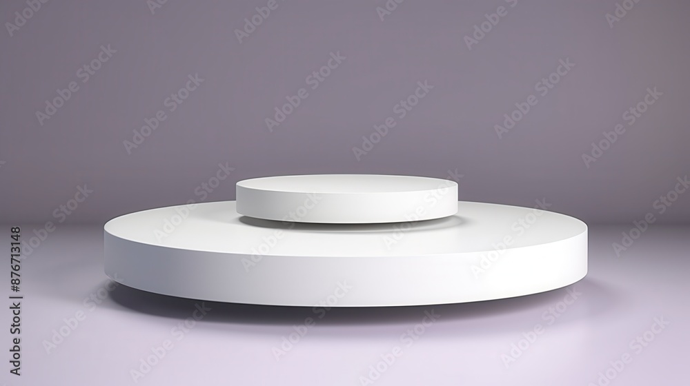 Minimal design white round podium, perfect for technology products, on an isolated background Minimal design white round podium, perfect for technology products, on an isolated background