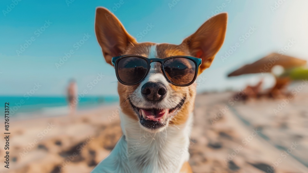 Adventure-Loving Dog on Vacation Beach Day Fun with Sunglasses, Exploring New Destinations with Your Loyal Pet Adventure-Loving Dog on Vacation Beach Day Fun with Sunglasses, Exploring New Destinations with Your Loyal Pet