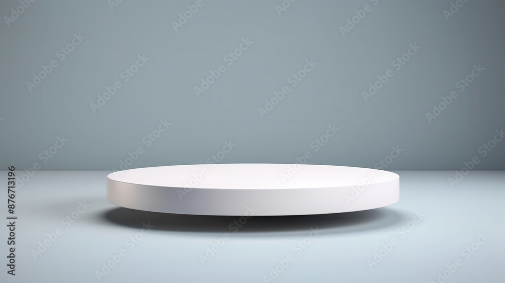 Minimal design white round podium, perfect for technology products, on an isolated background Minimal design white round podium, perfect for technology products, on an isolated background