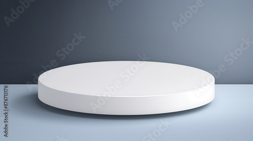 Minimal design white round podium, perfect for technology products, on an isolated background © Premreuthai