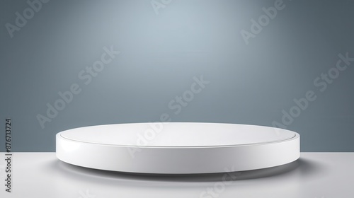 Clean white round podium for effective merchandise display, simple and isolated background © Premreuthai