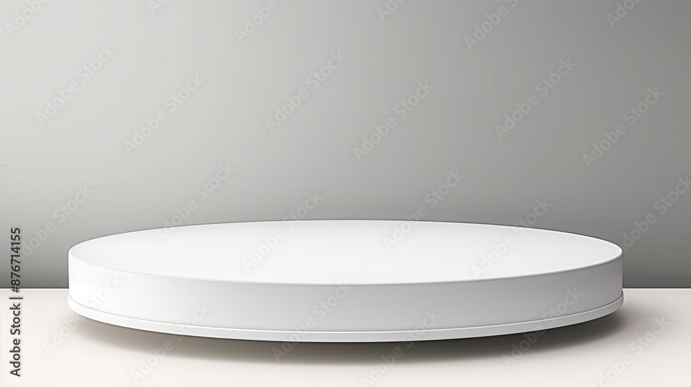 Elegant and clean round white podium for displaying gourmet food products, isolated background Elegant and clean round white podium for displaying gourmet food products, isolated background